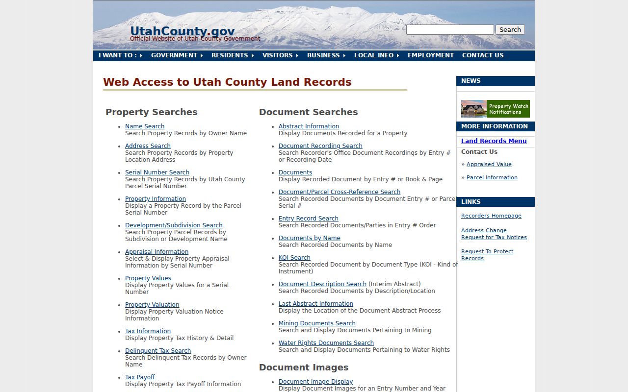 Payson people search using Utah County land records