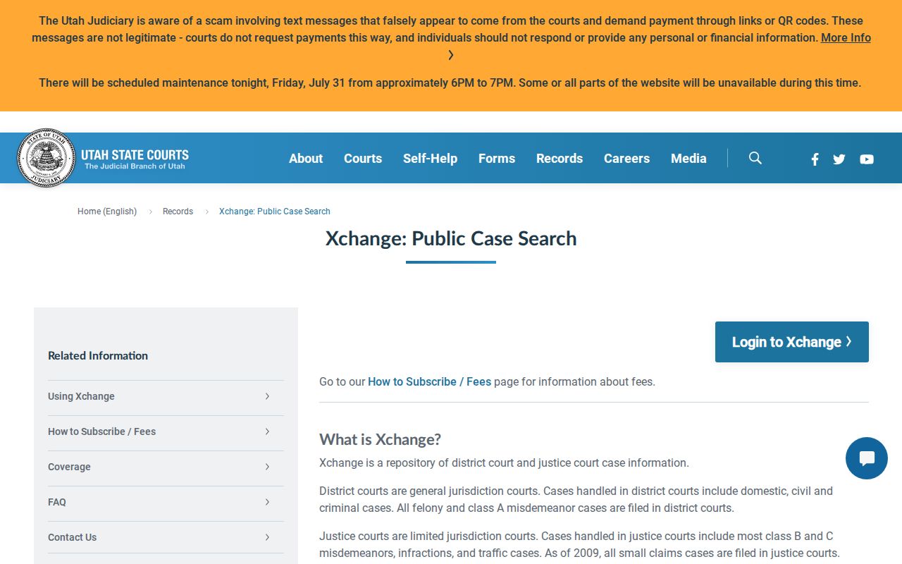 Payson people search through Utah XChange court records