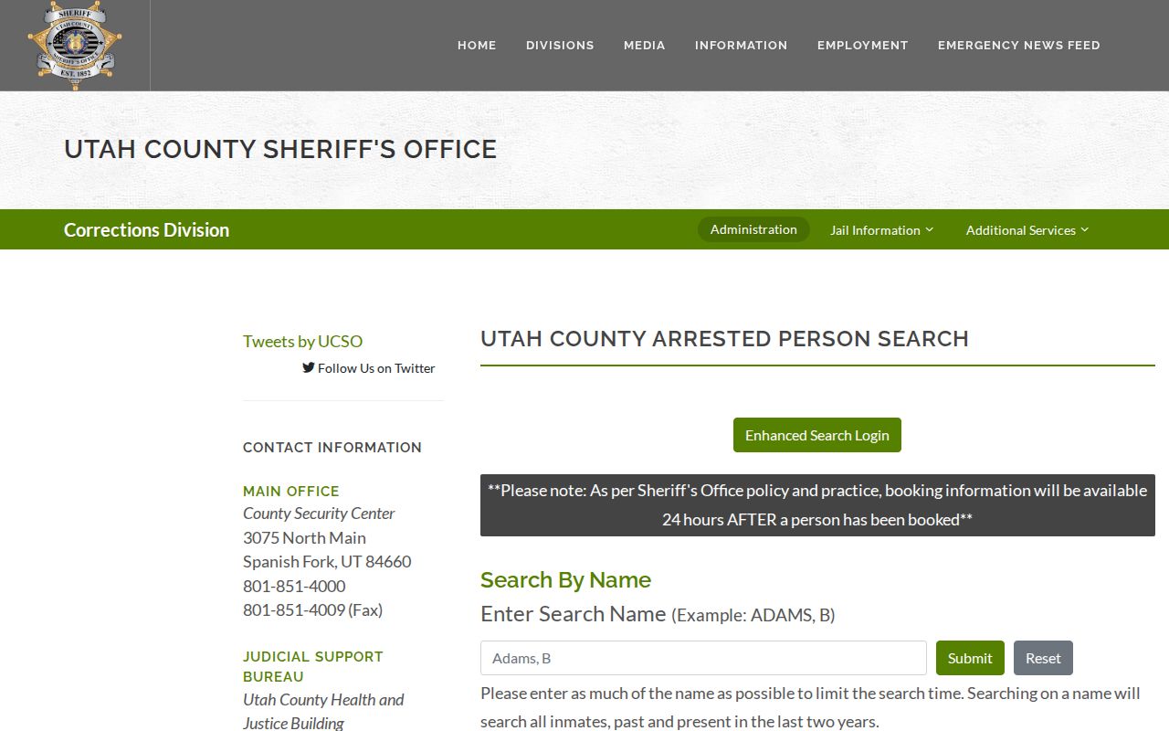 Payson public records route for the Utah County inmate search