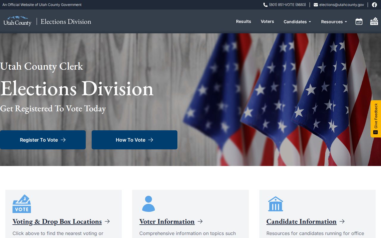 Payson voter records services on the Utah County Elections website